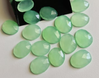 Cabujones de calcedonia verde manzana de 18-19 mm, cabujones de calcedonia verde con corte rosa y parte trasera plana para joyería (opción de 5 a 10 piezas) - PNG27