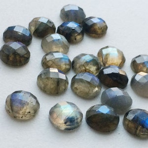 10mm Labradorite Rose Cut Round Flat Back Cabochons, Labradorite Flat Back Cabochons, Faceted Round Cabs For Jewelry 5pcs T0 10Pcs Options image 5