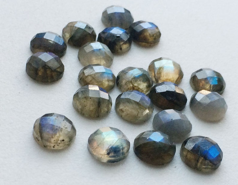 10mm Labradorite Rose Cut Round Flat Back Cabochons, Labradorite Flat Back Cabochons, Faceted Round Cabs For Jewelry 5pcs T0 10Pcs Options image 5