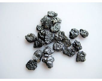 5-6mm Black Diamond Flat Rough Diamond, Black Rough Diamond, Raw Diamond, Uncut Black Raw Diamond For Jewelry (2Pcs To 10Pcs)