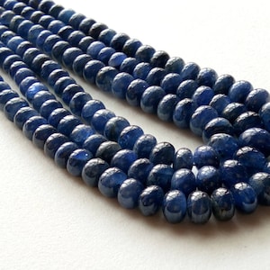 5-9mm Blue Sapphire Beads Plain Rondelle Beads, Blue Sapphire Beads, Sapphire For Necklace, Natural Sapphire Beads (4.5IN T0 18IN)-PC47