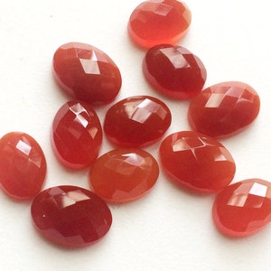 12x16mm - 13x18mm Carnelian Orange Rose Cut Chalcedony, 5 Pieces Orange Chalcedony Oval Flat Back Rose Cut Stones For Jewery - KRS271