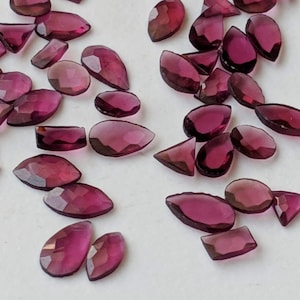 4mm-4x6mm  Garnet Rose Cut Cabochons, Natural Garnet Rose Cut Flat Back Cabochons, 20 Pcs Mix Shape Loose Garnet Stones For Jewelry - PDG130