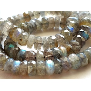 6mm Labradorite Faceted Rondelle Beads, Blue Fire Gem Stone, Labradorite Faceted Beads, Gemstone Beads For Jewelry (3.5IN To 14IN Options)