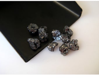 Diamantes negros en bruto de 5 mm, diamante perforado en bruto, perla de diamante natural en bruto, diamante sin tallar para joyería (1 a 10 piezas)