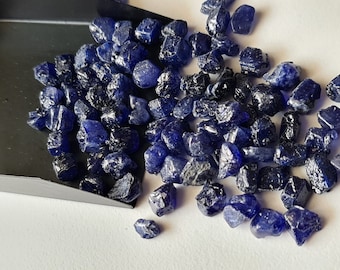 Blue Sapphire Rough, Un Drilled Glass Filled Raw Sapphire Natural Gem Stones, 5 Pieces Loose Raw Blue Sapphire For Jewelry - PDG338