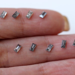 Natürlicher klarer/schwarzer Baguette-Diamant, seltener 3 x 1,5 mm großer Diamant im Baguette-Schliff, rechteckiger, facettierter MELEE-Diamant für Schmuckringe (1 Stück – 5 Stück) – PDD368