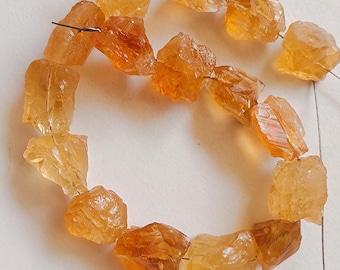Raw Citrine Crystal Nuggets, Loose Gemstone Beads (5 Pieces, 11-15mm)