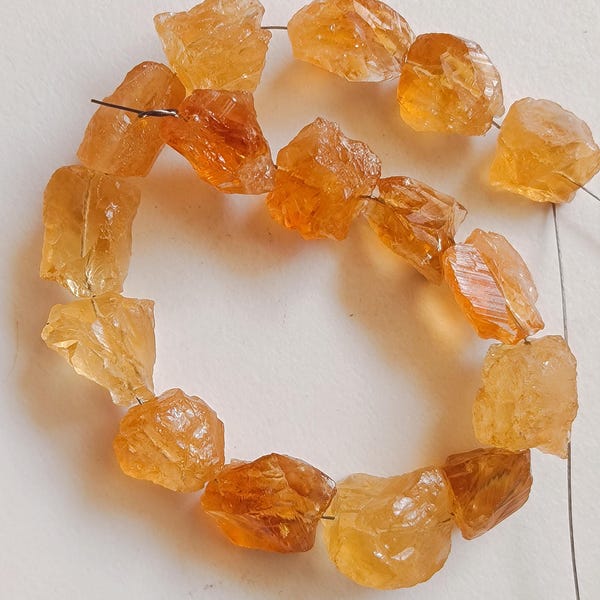Raw Citrine Crystal Nuggets, Loose Gemstone Beads (5 Pieces, 11-15mm)