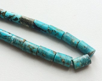 9x6mm To 13x8mm Turquoise Tubes, Natural Turquoise Beads, 8 Inches Turquoise For Necklace, Turquoise Tubes - GODA282