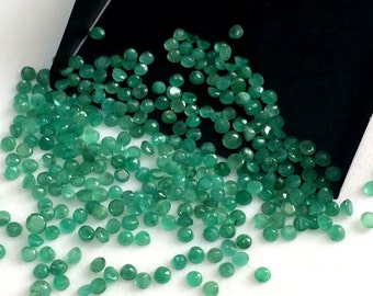 3-4mm Emerald Faceted Round Stones, Natural Loose Emerald Gemstone Lot, Original Emerald, Emerald For Jewelry (1CTW To 10CTW Options)
