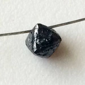 6-6.5mm Black Raw Diamond Octahedron Drilled, Natural Diamond Crystal, Black Rough Raw Diamonds, 1 Pc Uncut Diamond Diamond - DDP100