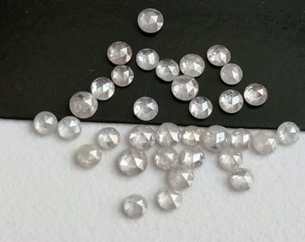 Light Grey Diamond, 1.5-2mm NATURAL Diamond, Round Rose Cut Flat Back Cabochon Faceted Grey Diamond For Jewelry (2Pcs To 10Pcs)-PUSPD173