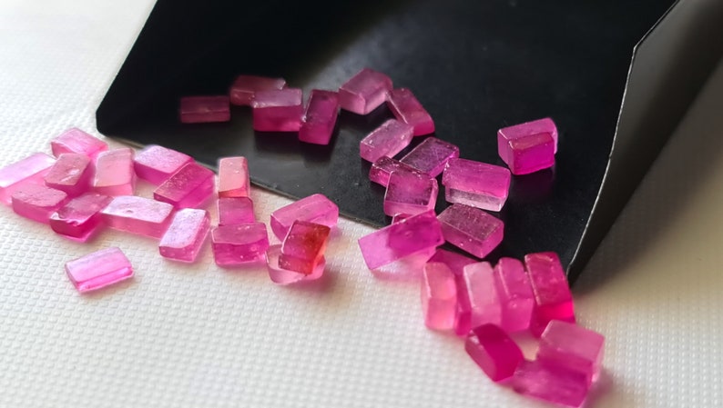 Rectangle Ruby Stone 5-7mm Ruby Smooth Rectangle Cabochons, Natural Pink Pink Plain ...