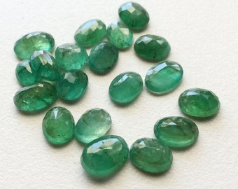 Smeraldo ovale da 8 x 6 mm a 9 x 7 mm, smeraldo, pietra taglio ovale, pietra smeraldo sfaccettata, 3 pezzi in cabochon di smeraldo da 5 carati, smeraldo originale