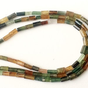 5-8mm Rare Petro Tourmaline Faceted Pipe Beads, Natural Multi Tourmaline Fancy Sticks, Petro Tourmaline For Jewelry (7IN To 13IN Options)