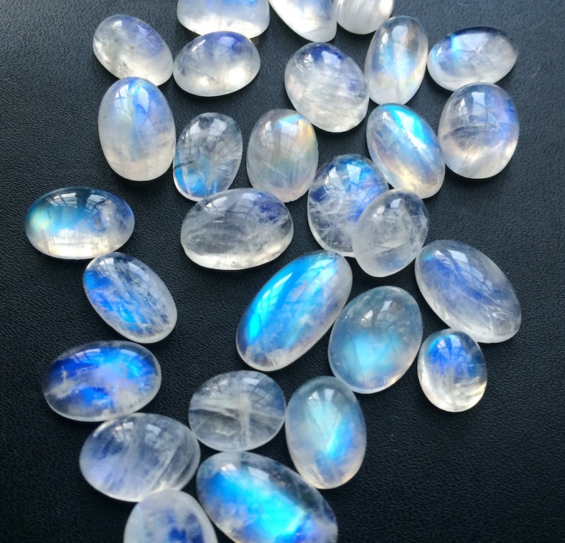 2022mm Rainbow Moonstone Oval Plain Flat Back Cabochons 7 Etsy