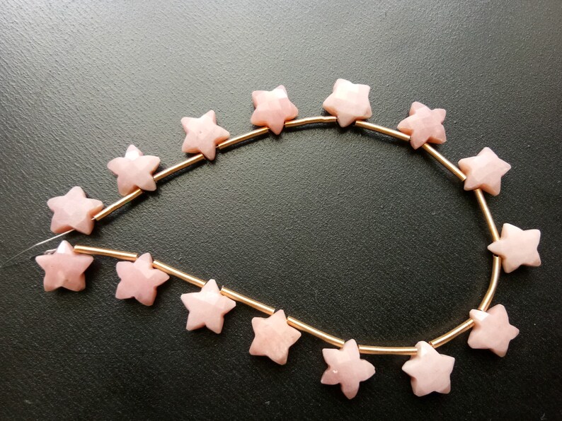 Pink Opal Star Shape Bead - ADG352 10mm 10.5mm Pink Opal Faceted Star Beads 4IN To 8IN Options Fancy Star Opal Briolettes For Jewelry