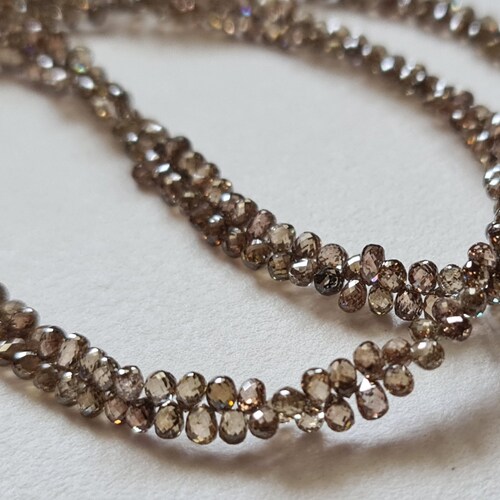 Shops 2-3mm Cognac Diamond Briolette Bead Natural Clear Cognac Diamond Faceted Tear Drop Diamond For Jewelry (2 Pcs To 20 Pcs Options) - MKA1