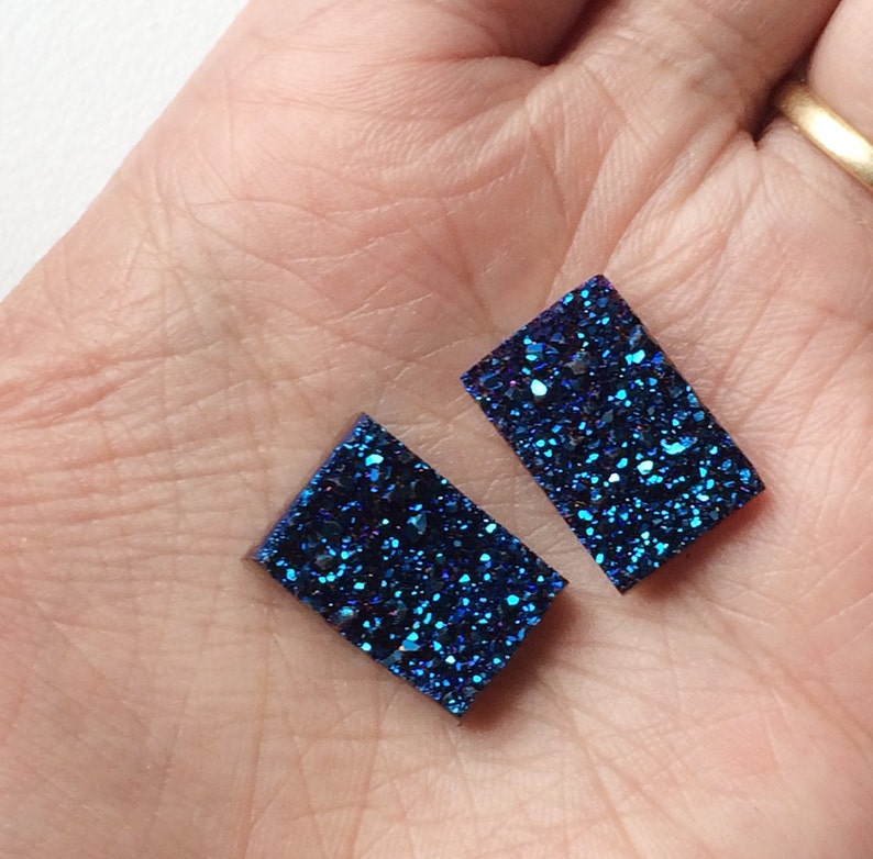 Sapphire Blue Druzy Titanium Sapphire Blue Druzy 17x12mm 6 Pcs Blue Rectangle Druzy Druzy Cabochon Druzy Jewelry Matched Pairs