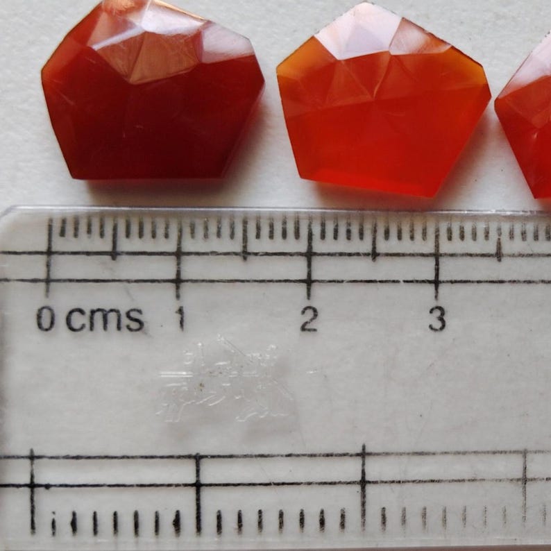 Cabujones de calcedonia naranja de corte rosa de 14-16 mm, cabujones de forma elegante con parte trasera plana, piedras facetadas para joyería (opciones de 5 a 10 piezas) imagen 8