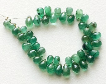 3x5mm-4x6mm Emerald Plain Teardrop Briolettes, Emerald Beads, Original Green Emerald Drops For Jewelry (5Pcs To 20Pcs Options)-PGPA169A