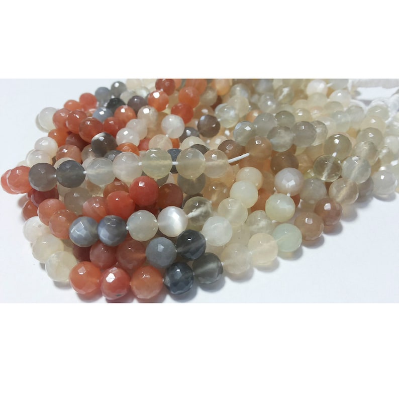 40 Pieces Approx Multi Moonstone Beads Multi Moonstone faceted Rondelles 6mm Beads 5 Strands WHOLESALE 9 Inch Strand
