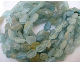 10mm-14mm Aquamarine Nugget, Aquamarine Nugget Beads, Aquamarine Plain Tumbles For Jewelry, Blue Nugget, 8 Inch Strand, 15 Pieces Approx