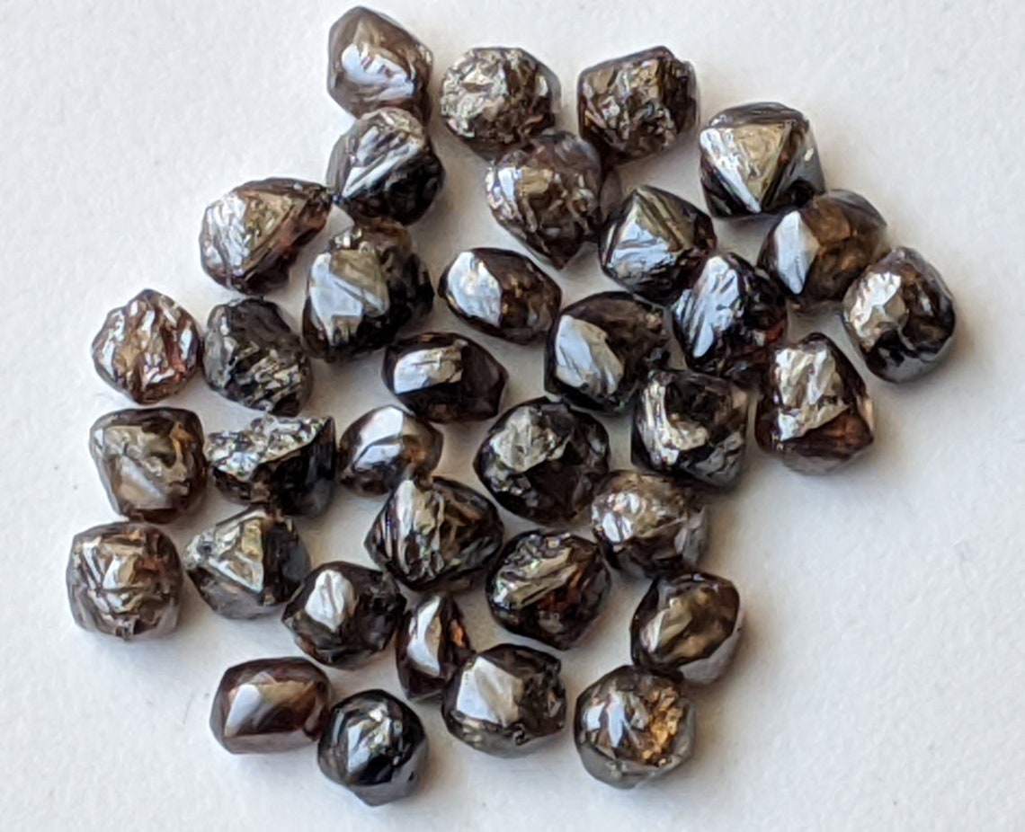 5-6mm Brown Raw Diamond Crystal, Natural Brown Rough Diamond Crystal, 2 ...