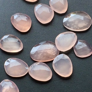 13-15mm Rose Pink Chalcedony Rose Cut Cabochon, Pink Chalcedony Rose Cut Flat Cabochons For Jewelry (5Pcs To 20Pcs Options)