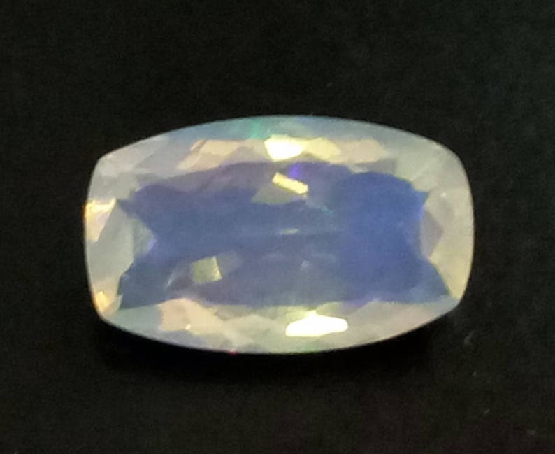 3.80 Cts Fire Opal Faceted Cabochon 9.5x15.7mm Huge Ethiopian Opal Rectangle Faceted Opal Fancy Emerald Cut Stone KS4157