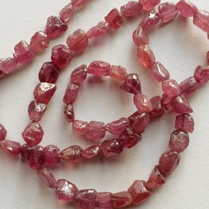 7-9mm Ruby Rough Strand, Ruby Beads, Rough Ruby Glass Filled Gemstones, Raw Ruby, Ruby Pink Beads For Jewelry 5IN To 15IN Options image 3