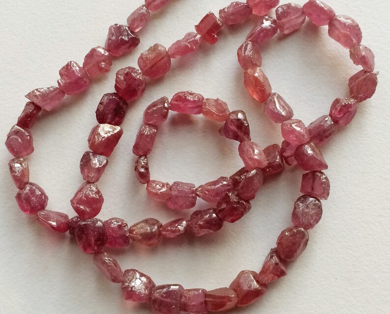 7-9mm Ruby Rough Strand, Ruby Beads, Rough Ruby Glass Filled Gemstones, Raw Ruby, Ruby Pink Beads For Jewelry 5IN To 15IN Options image 3