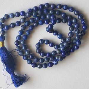 6.5mm Lapis Lazuli Gemstone Prayer Beads, 108 Mala Beads, Yoga Beads, Meditation Beads, Rosary Bead, Healing Beads, Japp Mala (1st To 5st)
