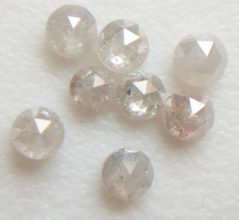 9 Pcs 2.9-2.4mm White Rose Cut Diamond DDP186 Rough Raw Diamond Loose Faceted Diamond Rare Natural White Luster Diamond Cabochon