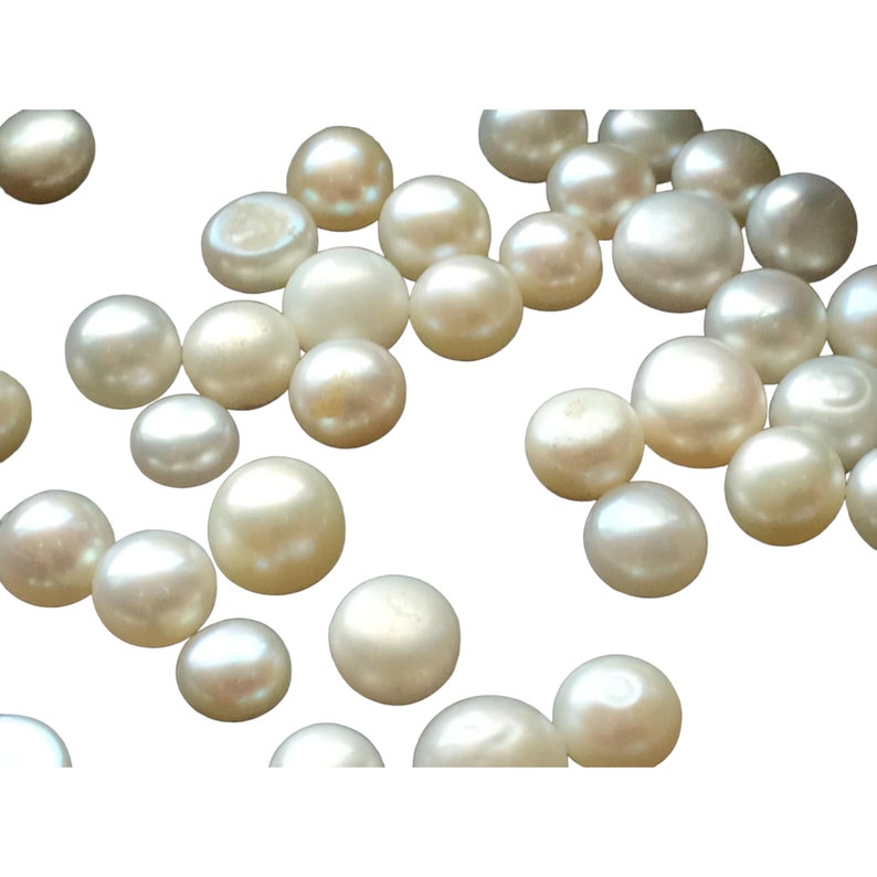 4-6mm Pearls, Ivory Pearls, Natural Fresh Water Pearl Cabochons, Natural Pearls, Loose Pearls, Flat Back Pearls 5Pcs To 50Pcs Options image 4