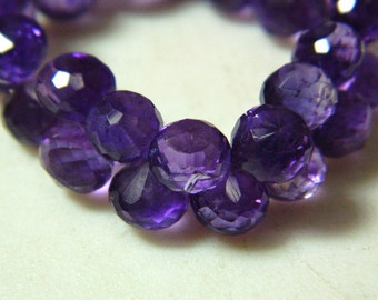 6-7mm Amethyst Faceted Onion Briolettes, African Amethyst Micro Faceted Onion Beads, Amethyst For Jewelry (4IN To 8IN Options)