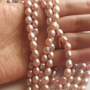 7x6mm Rose Pink Color Natural Pearls, Natural Fresh Water Rice Pearls, Pearls For Jewelry, 25 Pieces Pink Pearls image 3