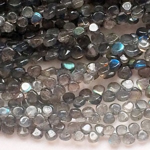 5.5mm Labradorite Plain Heart Beads, Labradorite Heart Beads, Blue Fire Stone, Flashy Blue Heart For Jewelry (4IN To 8IN Options) - KRS236
