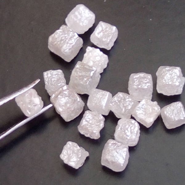 3-4mm White Rough Diamond Cube, Natural Pure White Diamonds, Loose Diamonds, Raw Uncut Diamonds (2Pcs To 10pcs Options) - DDP141