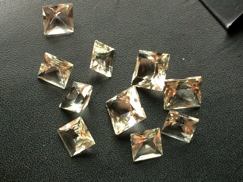 WHOLESALE 14mm Square Green Amethyst Loose Cut Stone Lot 48 Ctw Brilliant Diamond Cut AAA Quality Faceted Calibrated Green Amethyst 10
