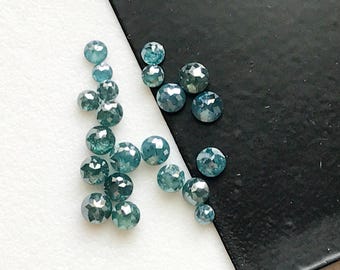 Natural 3mm Rare Round Flat Back Rose Cut Diamond, Blue Rose Cut Diamond Cabochons for Engagement Ring/Jewelry Making (1Pcs To 2Pcs) - DDP5