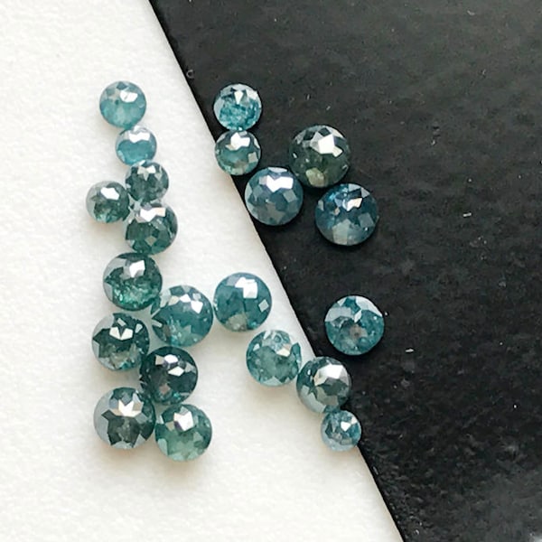 Natural Blue Rose Cut Diamond Cabochons, 2.5-2.8mm Rare Round Flat Back Rose-Cut Diamond for Engagement Ring/Jewelry (1Pcs To 10Pcs) - DDP5A