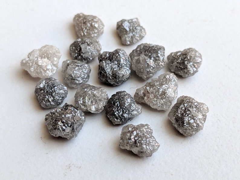 6.5-7mm Flat Grey Raw Diamond Slice, Beautiful Grey Rough Diamonds, Uncut Diamond, Perfect for Bezel and Prong Setting 1Pc To 5Pc Option image 3