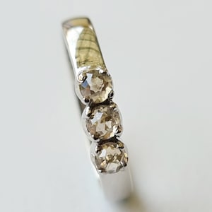 Champagne Diamond Ring, 925 Silver Solid Stackable Ring, Light Champagne Rose Cut Diamond Ring, Promise Ring, Delicate Minimalist Ring -APD3