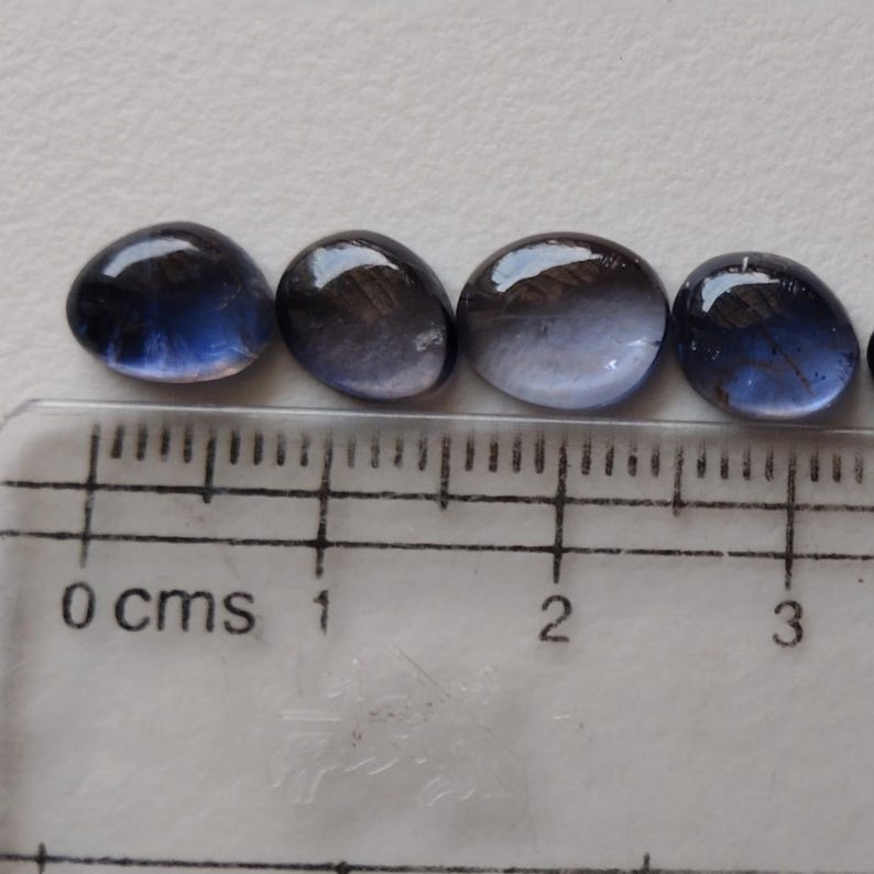 8-10mm Iolite Cabochons, Natural Plain Free Form Shape Iolite Flat Back Cabochons, 5 Pcs lolite Cabochons for Jewelry - PDG217 image 8
