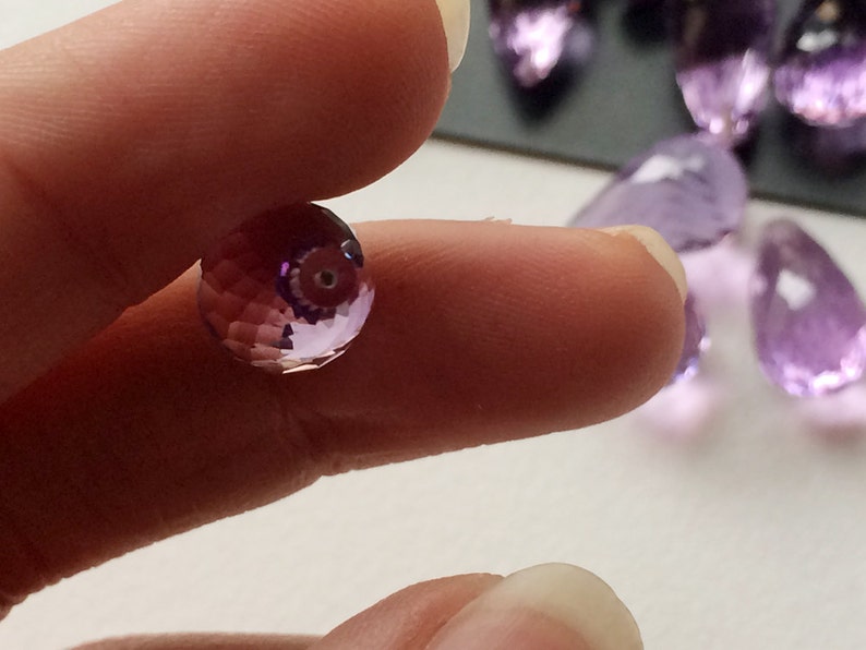 9x14mm Approx 5Pcs Half Top Drilled Drops Loose Callibrated Amethyst Drops Amethyst Micro Faceted Tear Drops Lot 40 Ctw