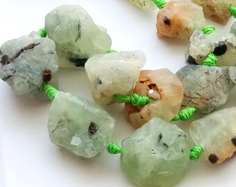 18-25 mm ruwe prehniet-stenen, enorme natuurlijke losse ruwe edelsteen, prehniet ruwe nuggetkralen voor sieraden (opties 3 tot 15 stuks) - PUSNT4