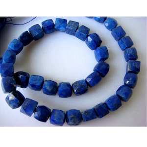 5-6mm Lapis Lazuli Faceted Box Beads, Lapis Lazuli Cubes, Lapis Lazuli For Necklace, Lapis Lazuli Box Beads (4IN To 8IN Options) -LLBC