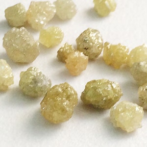 3-5mm Yellow Green Rough Diamond Rondelles, Yellow Diamonds, Loose Diamonds, Rough Diamonds, 2 Pcs Conflict Free Uncut Diamonds For Jewelry